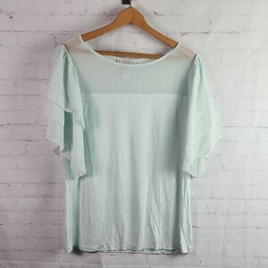 Sheer Ruffle Sleeve Blouse